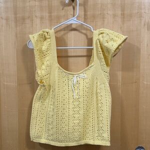 Yellow Lace Knit Women's Top